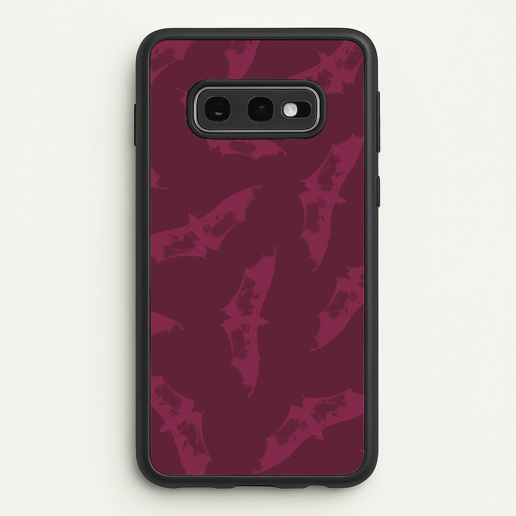 Dark Pink Bats Pattern - Goth Aesthetic Phone Case for Galaxy S10e