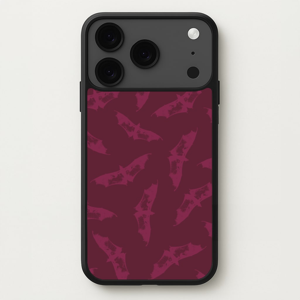 Dark Pink Bats Pattern Phone Case for iPhone 17 Pro