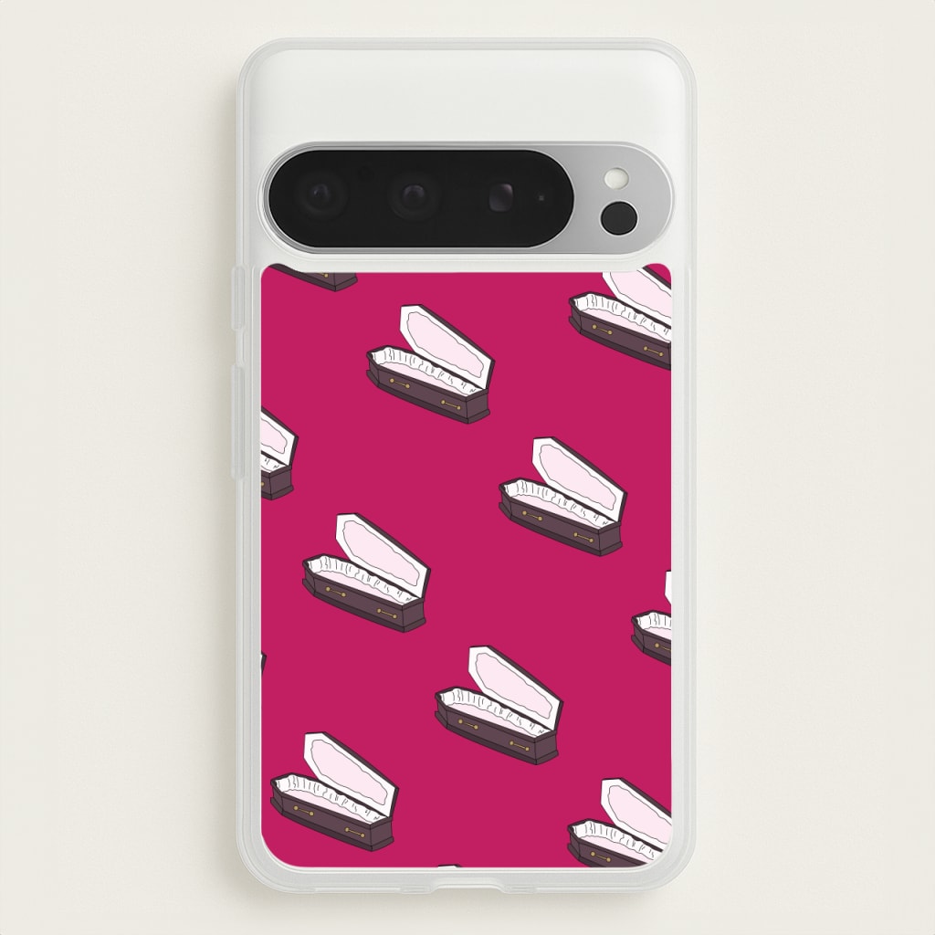 Bright Pink Coffin Pattern - Goth Aesthetic Phone Case for Google Pixel 9 Pro XL