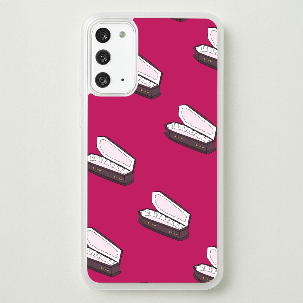 Bright Pink Coffin Pattern - Goth Aesthetic Phone Case for Galaxy Note 20