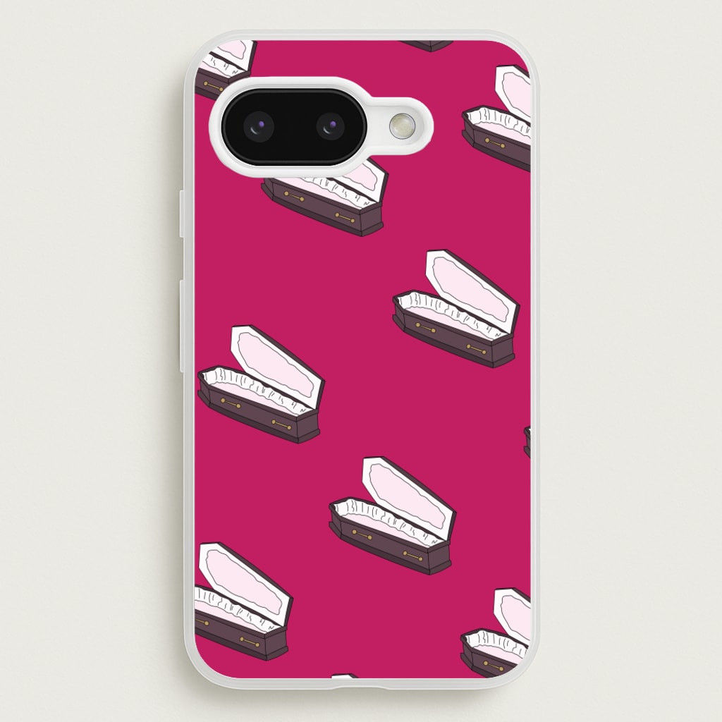 Bright Pink Coffin Pattern - Goth Aesthetic Phone Case for Google Pixel 9a