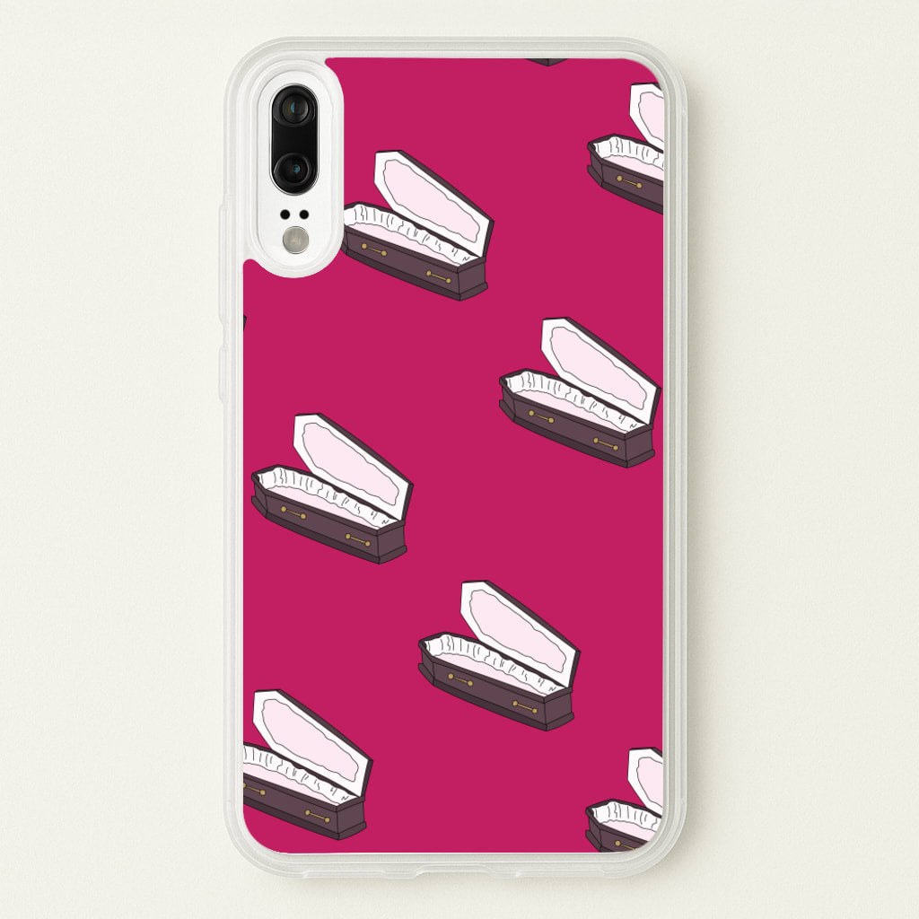Bright Pink Coffin Pattern - Goth Aesthetic Phone Case for Huawei P20