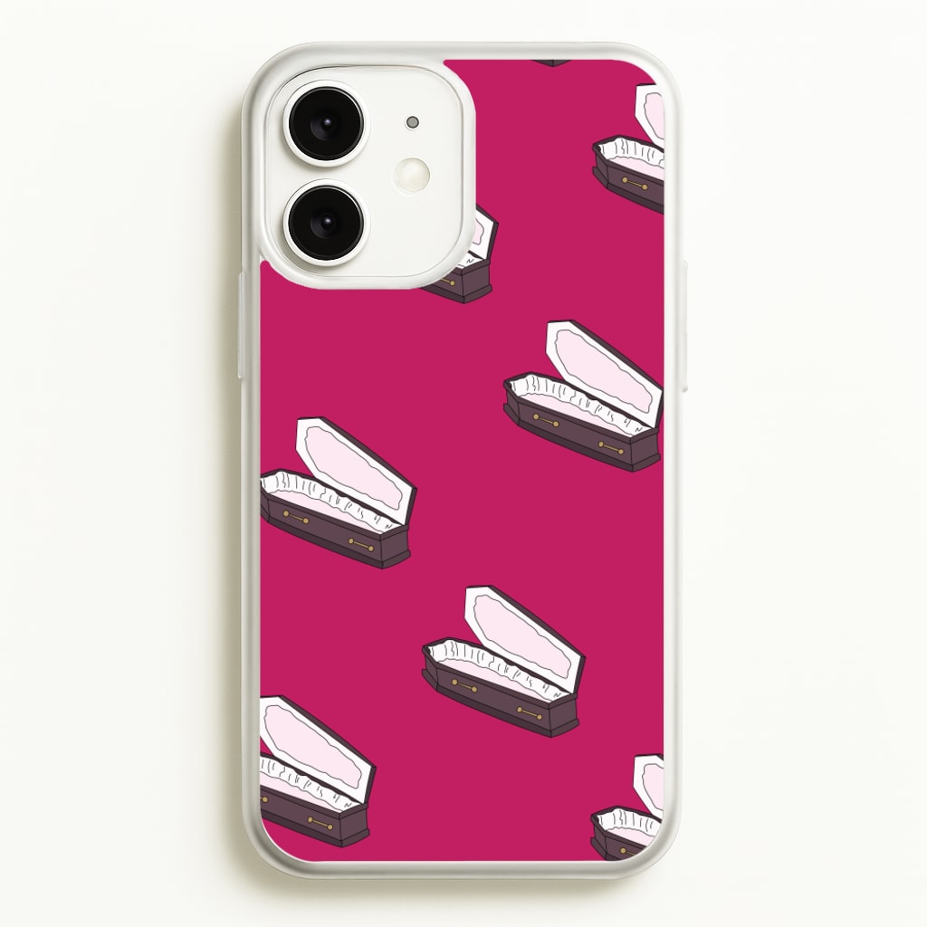 Bright Pink Coffin Pattern - Goth Aesthetic Phone Case for iPhone 11