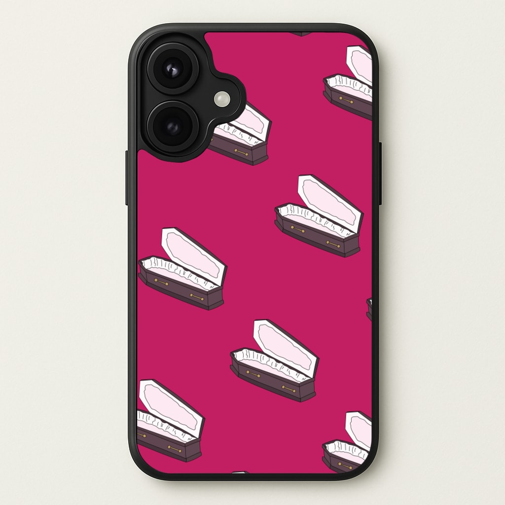 Bright Pink Coffin Pattern Phone Case for iPhone 17