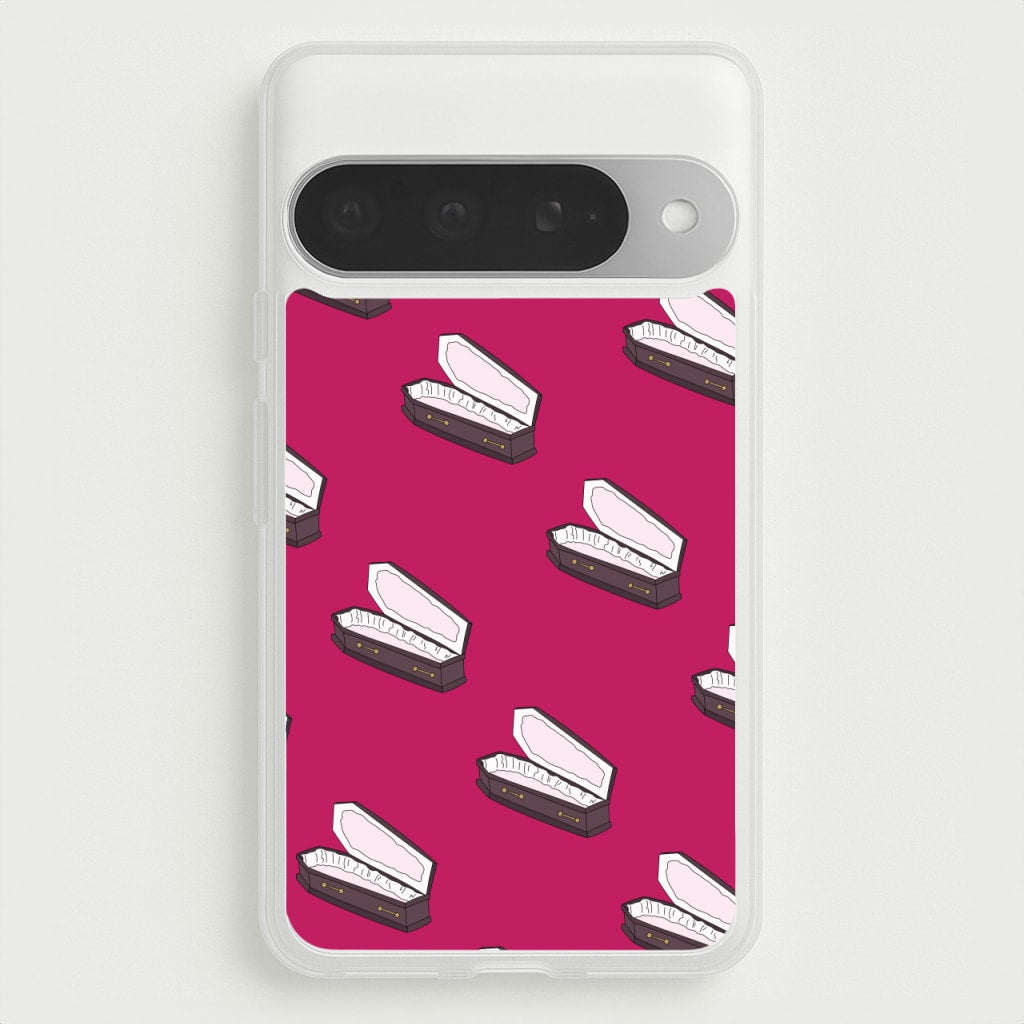 Bright Pink Coffin Pattern Phone Case for Google Pixel 10 Pro XL
