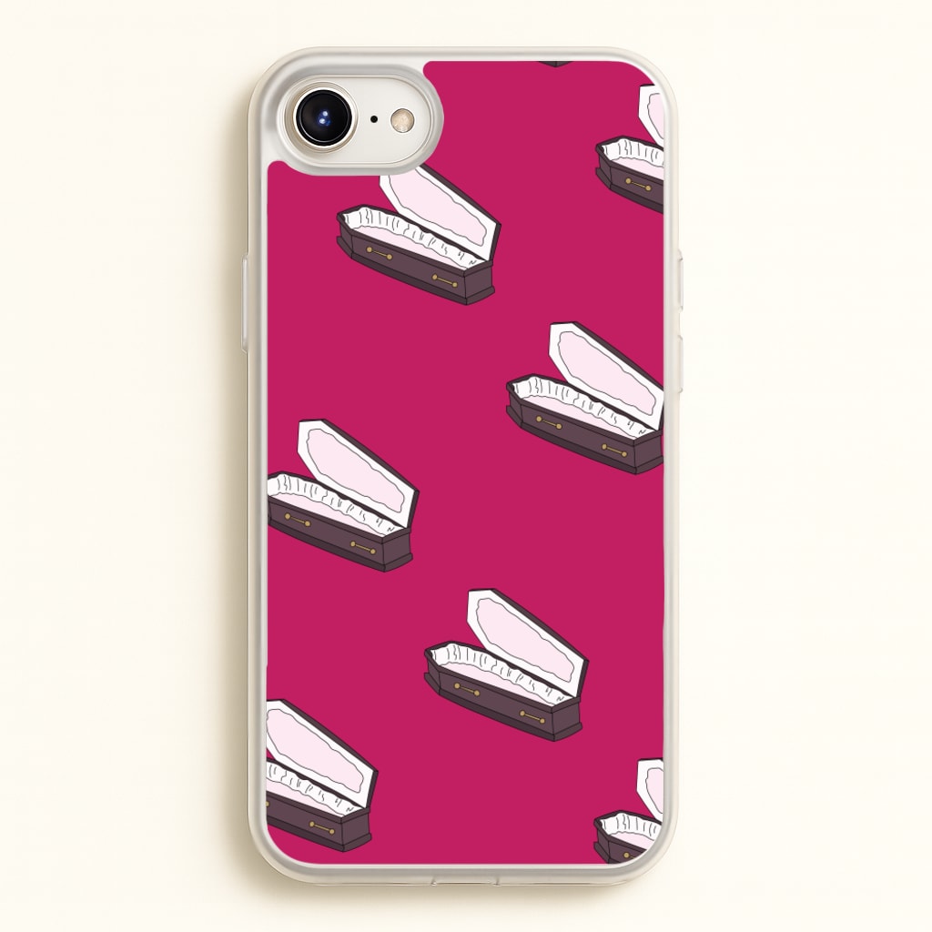 Bright Pink Coffin Pattern - Goth Aesthetic Phone Case for iPhone 6 / 7 / 8 / SE