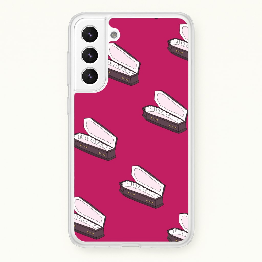 Bright Pink Coffin Pattern - Goth Aesthetic Phone Case for Galaxy S22
