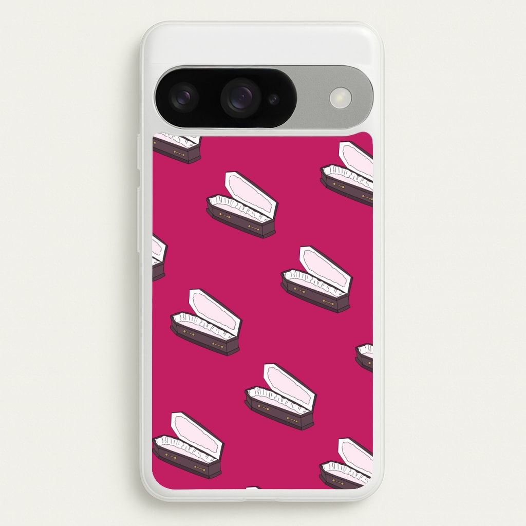 Bright Pink Coffin Pattern Phone Case for Google Pixel 10 / 10 Pro