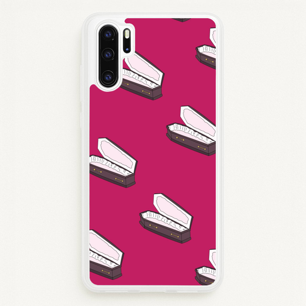 Bright Pink Coffin Pattern - Goth Aesthetic Phone Case for Huawei P30 Pro