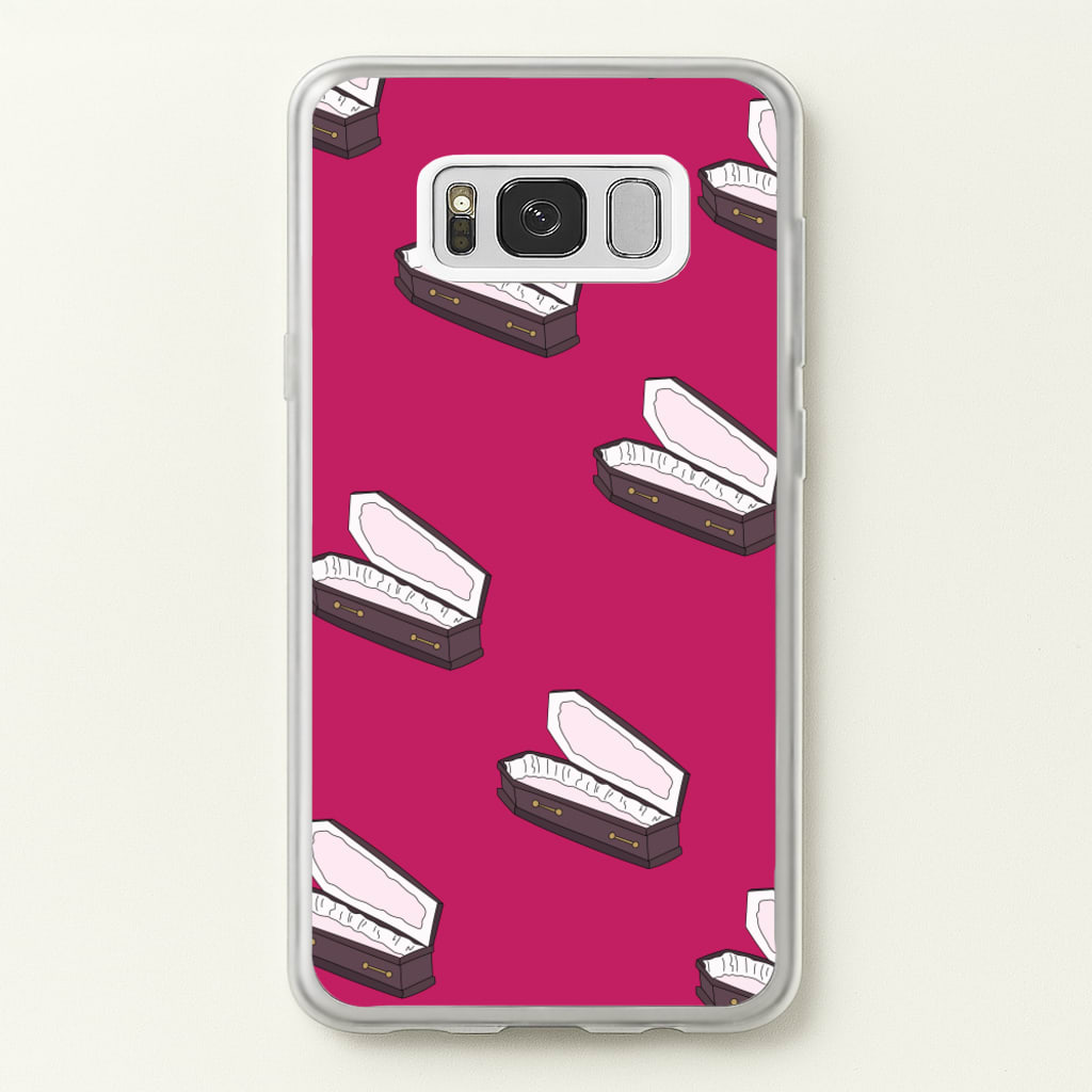 Bright Pink Coffin Pattern - Goth Aesthetic Phone Case for Galaxy S8 Plus