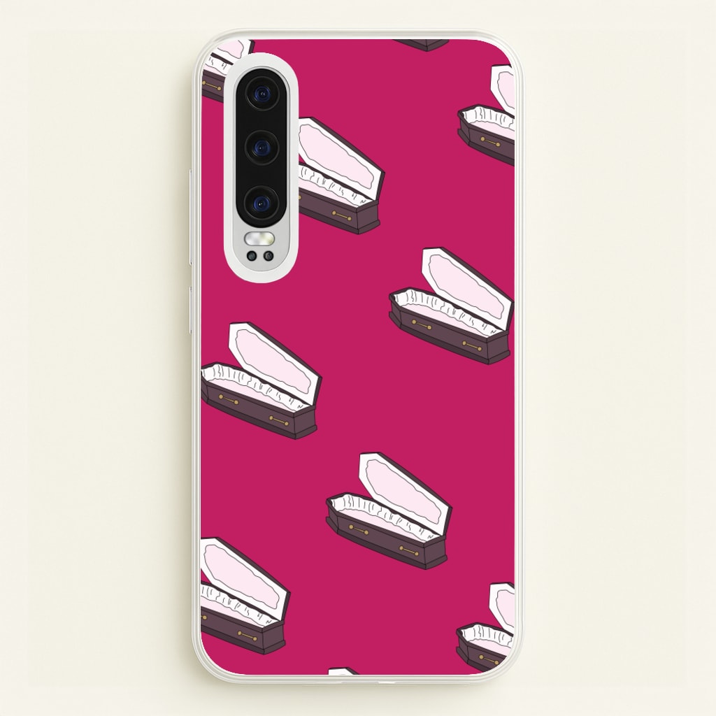 Bright Pink Coffin Pattern - Goth Aesthetic Phone Case for Huawei P30