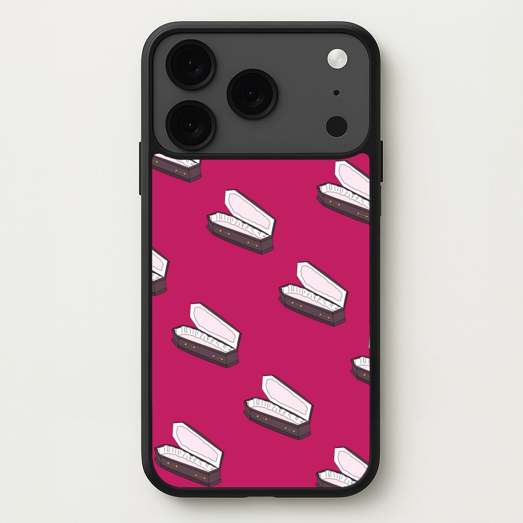 Bright Pink Coffin Pattern Phone Case for iPhone 17 Pro