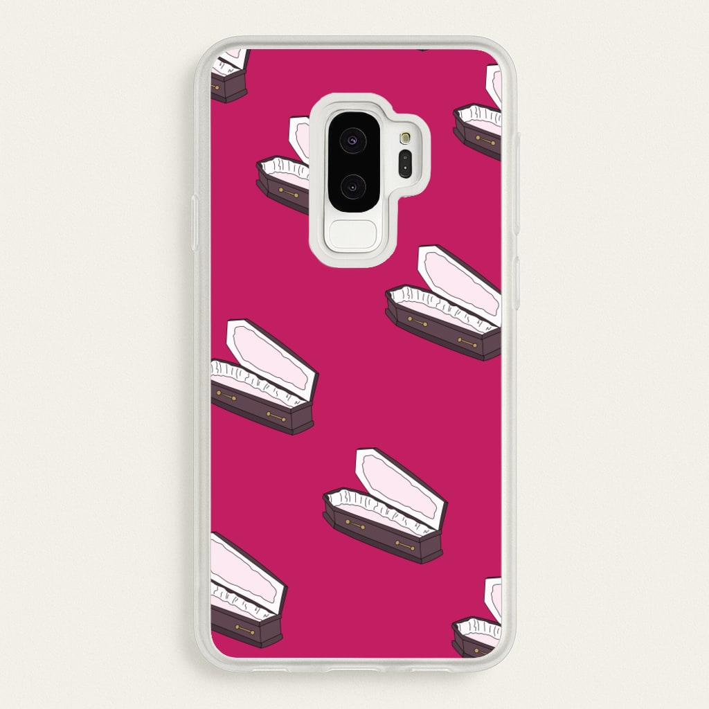 Bright Pink Coffin Pattern - Goth Aesthetic Phone Case for Galaxy S9 Plus