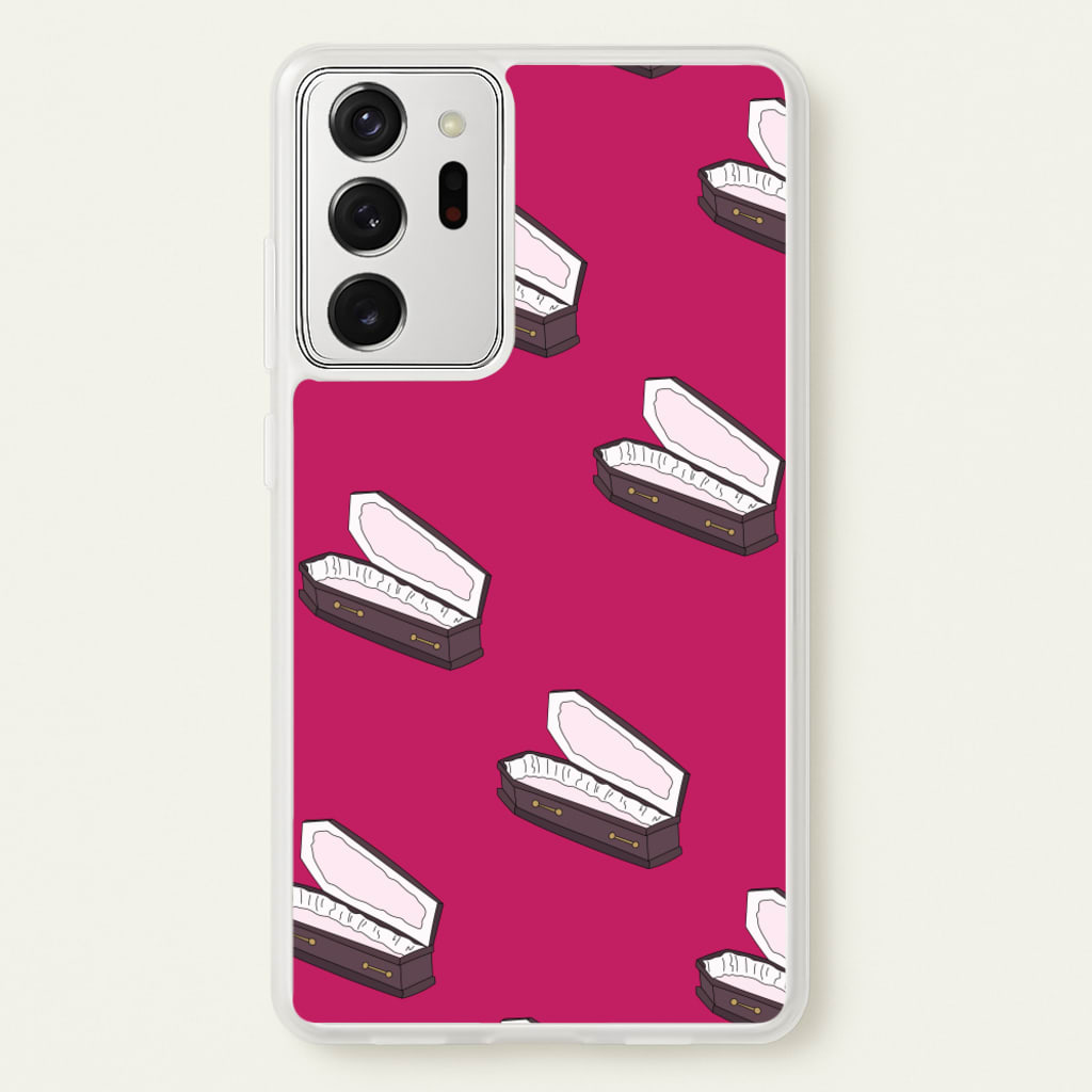 Bright Pink Coffin Pattern - Goth Aesthetic Phone Case for Galaxy Note 20 Ultra
