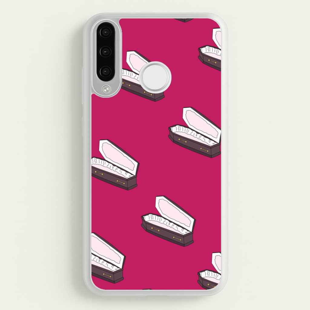 Bright Pink Coffin Pattern - Goth Aesthetic Phone Case for Huawei P30 Lite