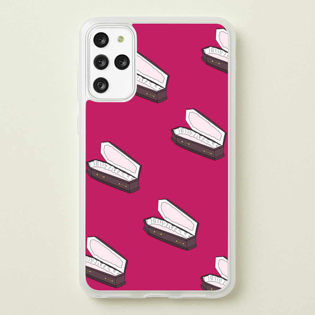 Bright Pink Coffin Pattern - Goth Aesthetic Phone Case for Galaxy S20 Plus