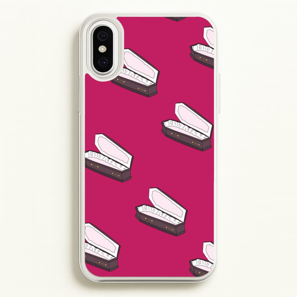 Bright Pink Coffin Pattern - Goth Aesthetic Phone Case for iPhone XS Max