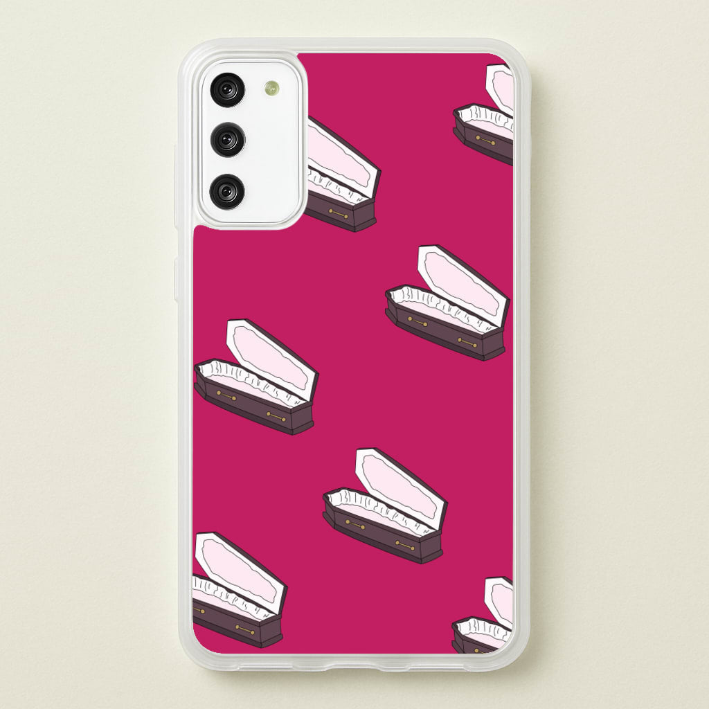 Bright Pink Coffin Pattern - Goth Aesthetic Phone Case for Galaxy A41