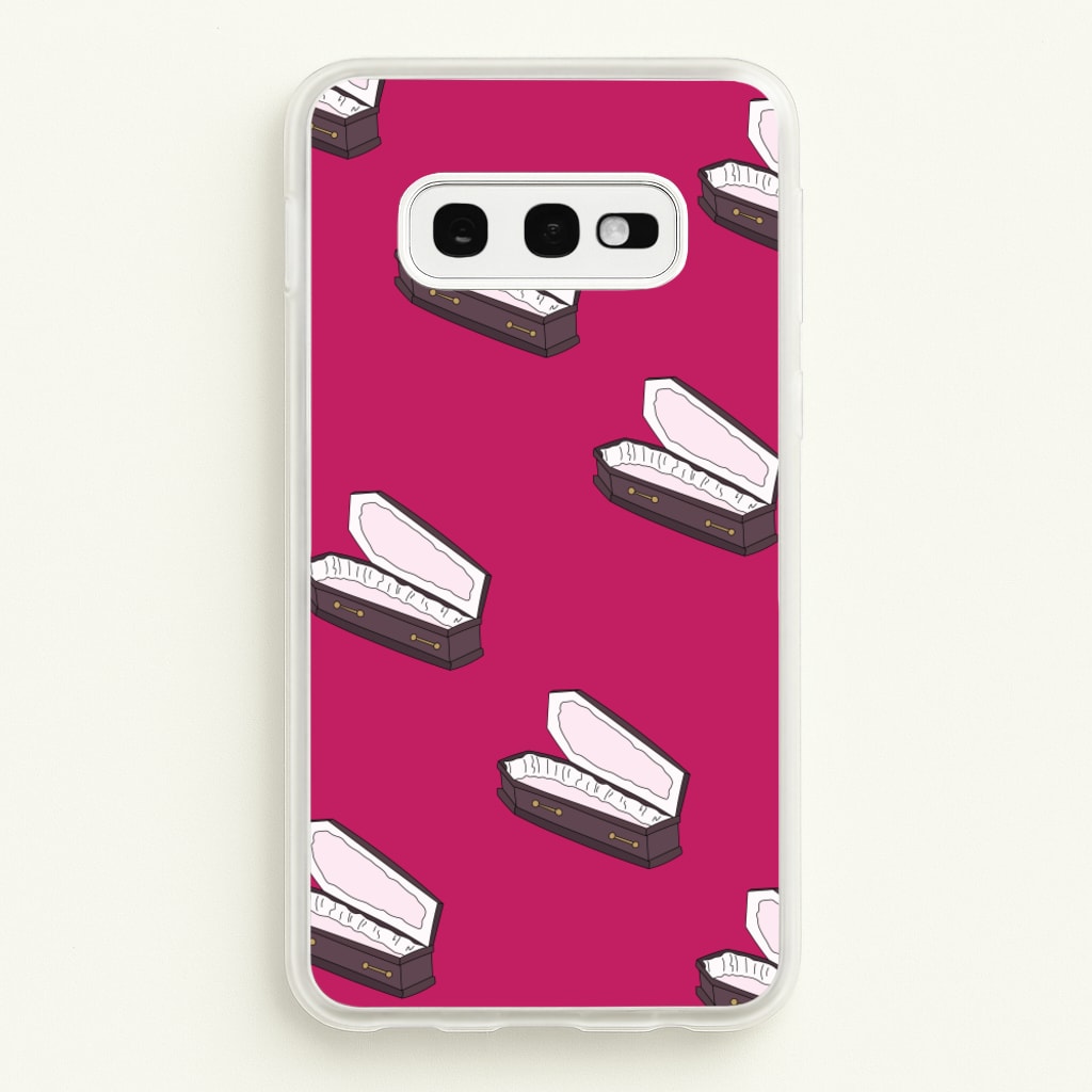 Bright Pink Coffin Pattern - Goth Aesthetic Phone Case for Galaxy S10e