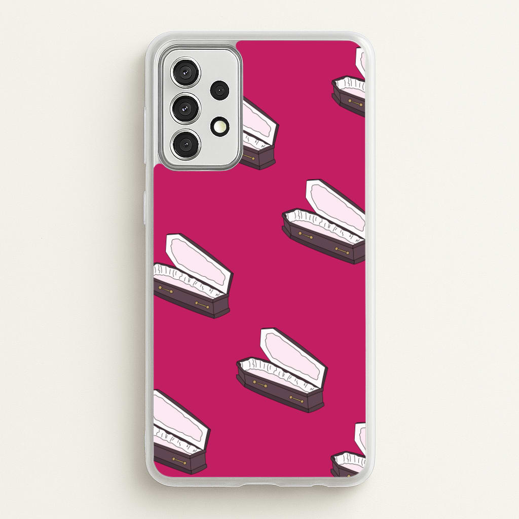 Bright Pink Coffin Pattern - Goth Aesthetic Phone Case for Galaxy A52 / A52s