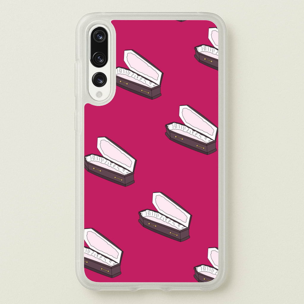 Bright Pink Coffin Pattern - Goth Aesthetic Phone Case for Huawei P20 Pro