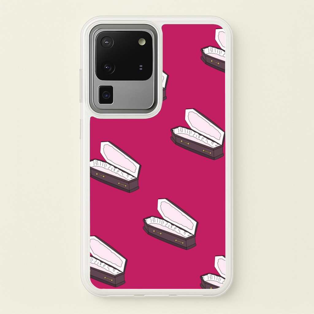 Bright Pink Coffin Pattern - Goth Aesthetic Phone Case for Galaxy S20 Ultra