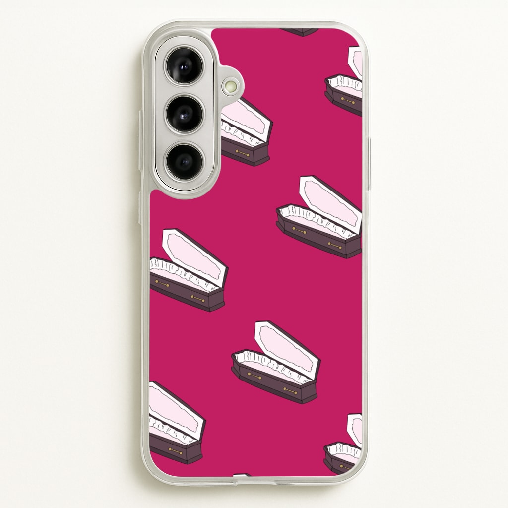 Bright Pink Coffin Pattern - Goth Aesthetic Phone Case for Galaxy A56