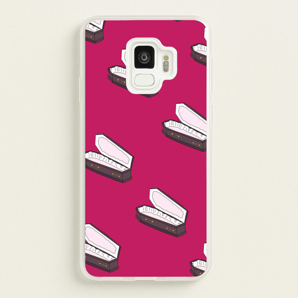 Bright Pink Coffin Pattern - Goth Aesthetic Phone Case for Galaxy S9