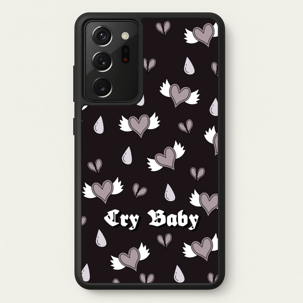 Cry Baby Monochrome Hearts Pattern - Goth Aesthetic Phone Case for Galaxy Note 20 Ultra