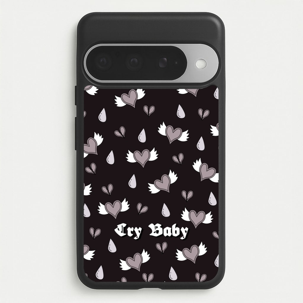 Cry Baby Monochrome Hearts Pattern Phone Case for Google Pixel 10 Pro XL