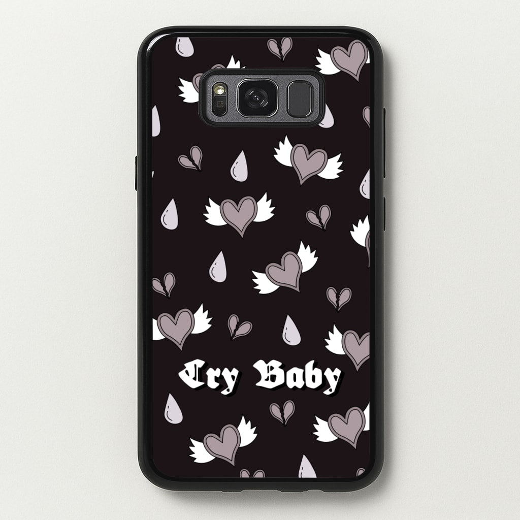 Cry Baby Monochrome Hearts Pattern - Goth Aesthetic Phone Case for Galaxy S8 Plus