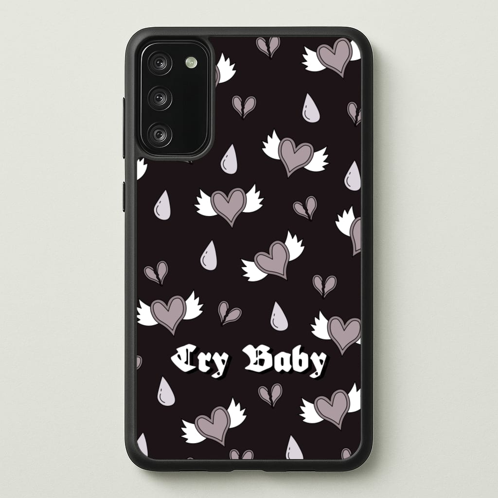 Cry Baby Monochrome Hearts Pattern - Goth Aesthetic Phone Case for Galaxy S20FE