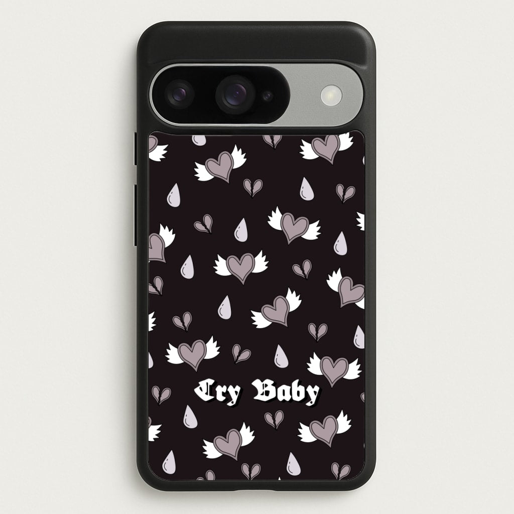 Cry Baby Monochrome Hearts Pattern Phone Case for Google Pixel 10 / 10 Pro