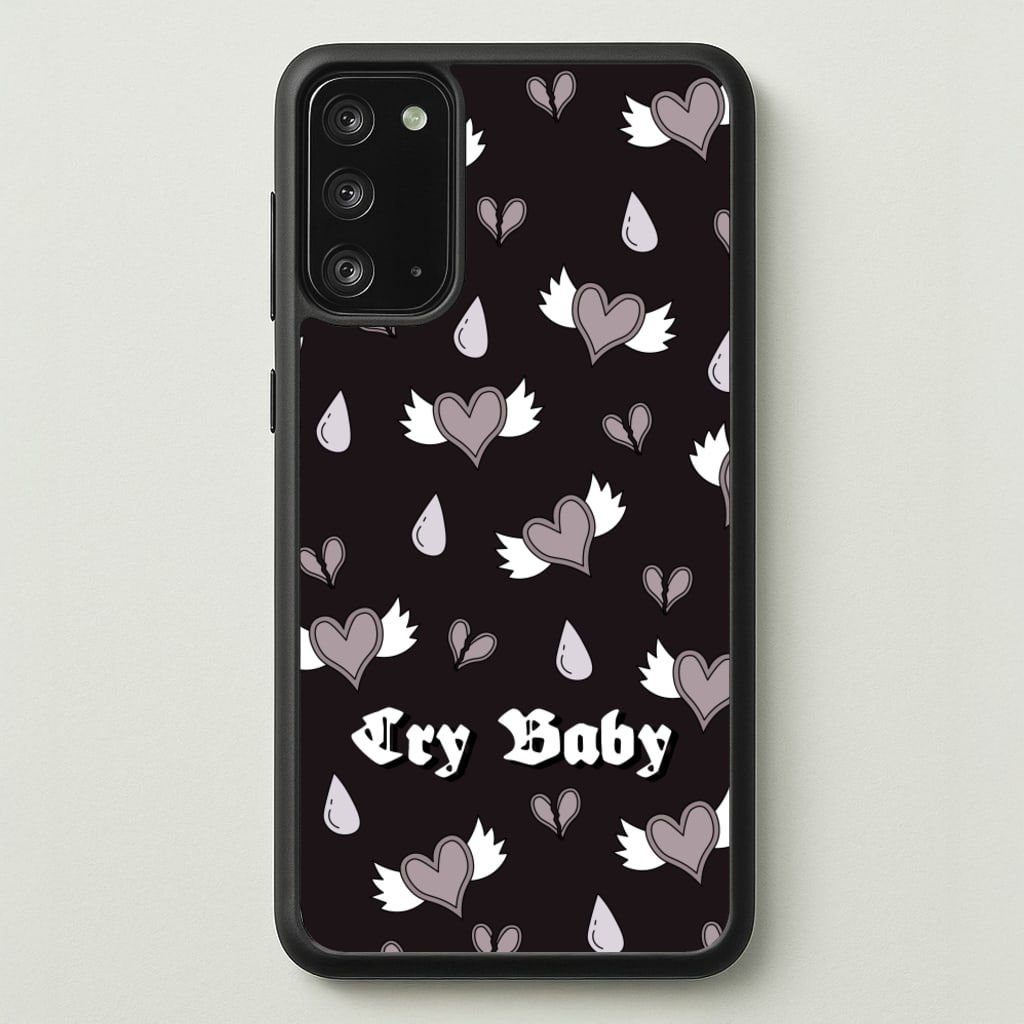 Cry Baby Monochrome Hearts Pattern - Goth Aesthetic Phone Case for Galaxy Note 20