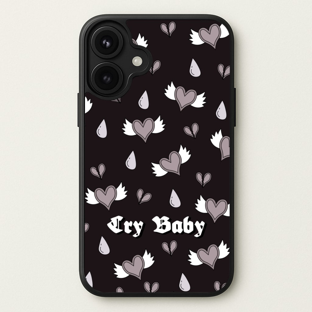 Cry Baby Monochrome Hearts Pattern Phone Case for iPhone 17