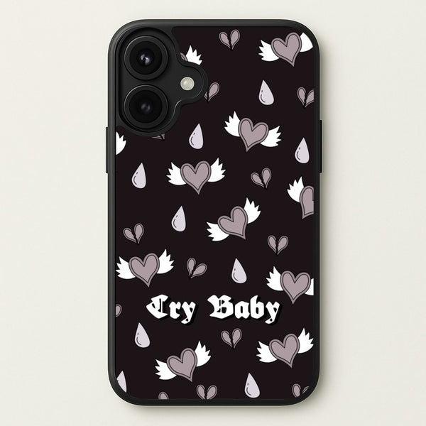 Cry Baby Monochrome Hearts Pattern Phone Case for iPhone 17