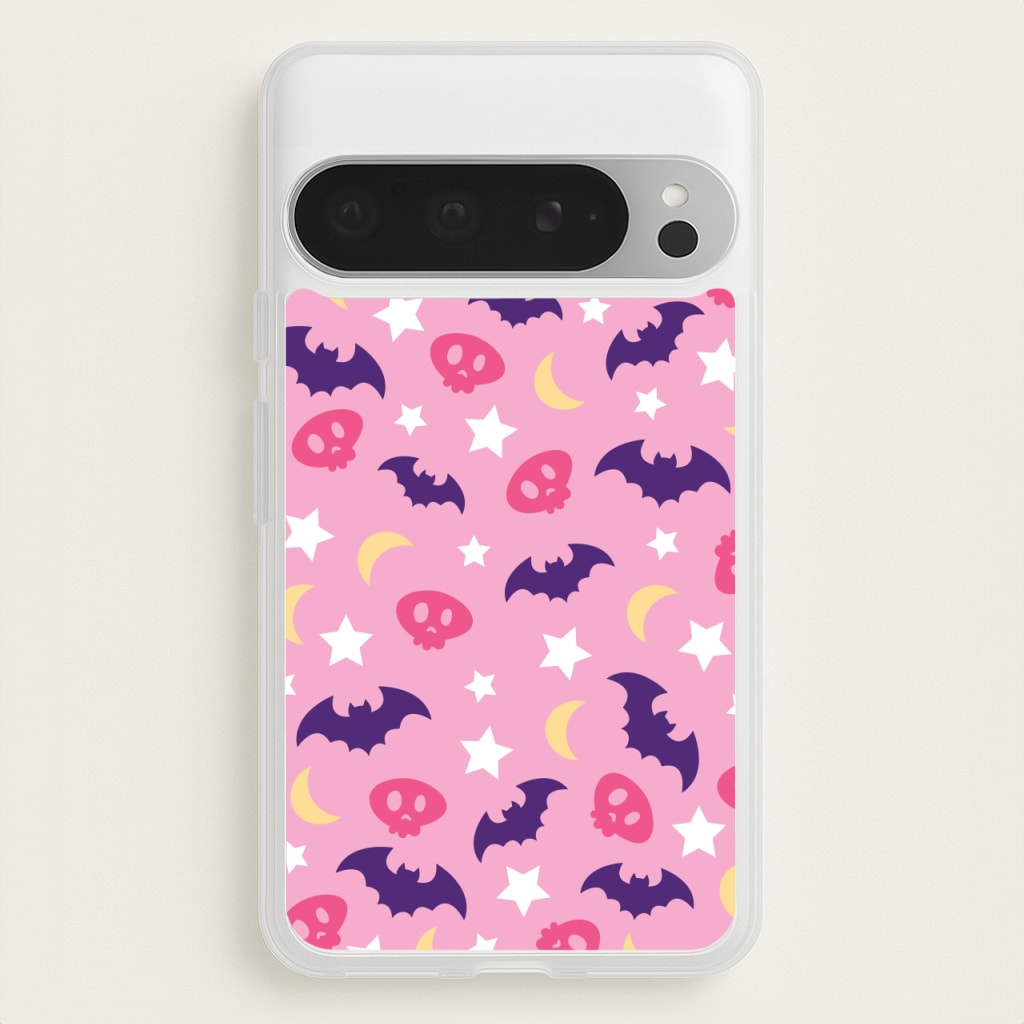 Skull, Bats And Stars Pattern - Goth Aesthetic Phone Case for Google Pixel 9 Pro XL