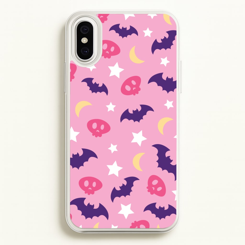 Skull, Bats And Stars Pattern - Goth Aesthetic Phone Case for iPhone XS Max