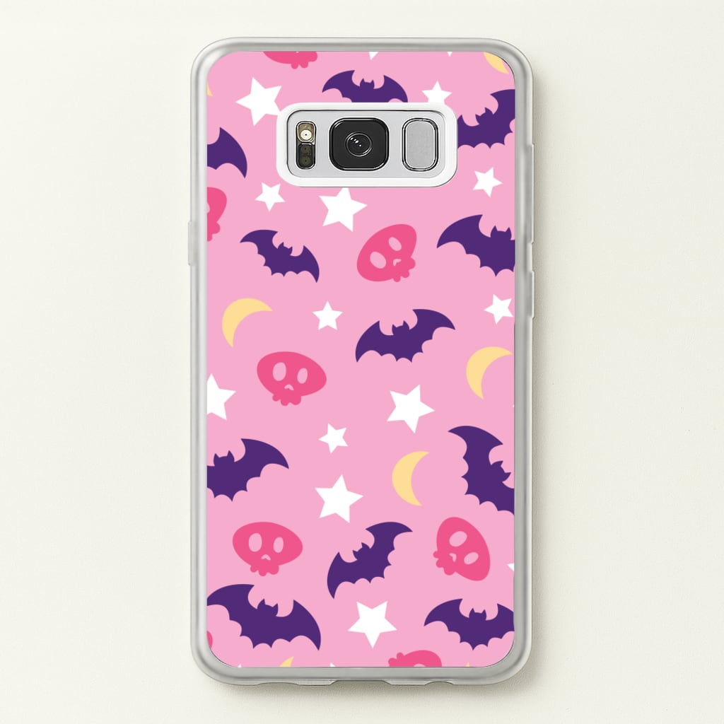 Skull, Bats And Stars Pattern - Goth Aesthetic Phone Case for Galaxy S8