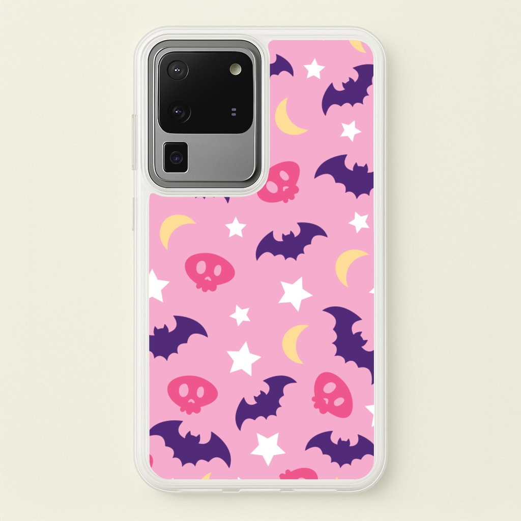 Skull, Bats And Stars Pattern - Goth Aesthetic Phone Case for Galaxy S20 Ultra