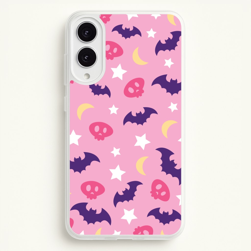 Skull, Bats And Stars Pattern - Goth Aesthetic Phone Case for Galaxy S25 Edge