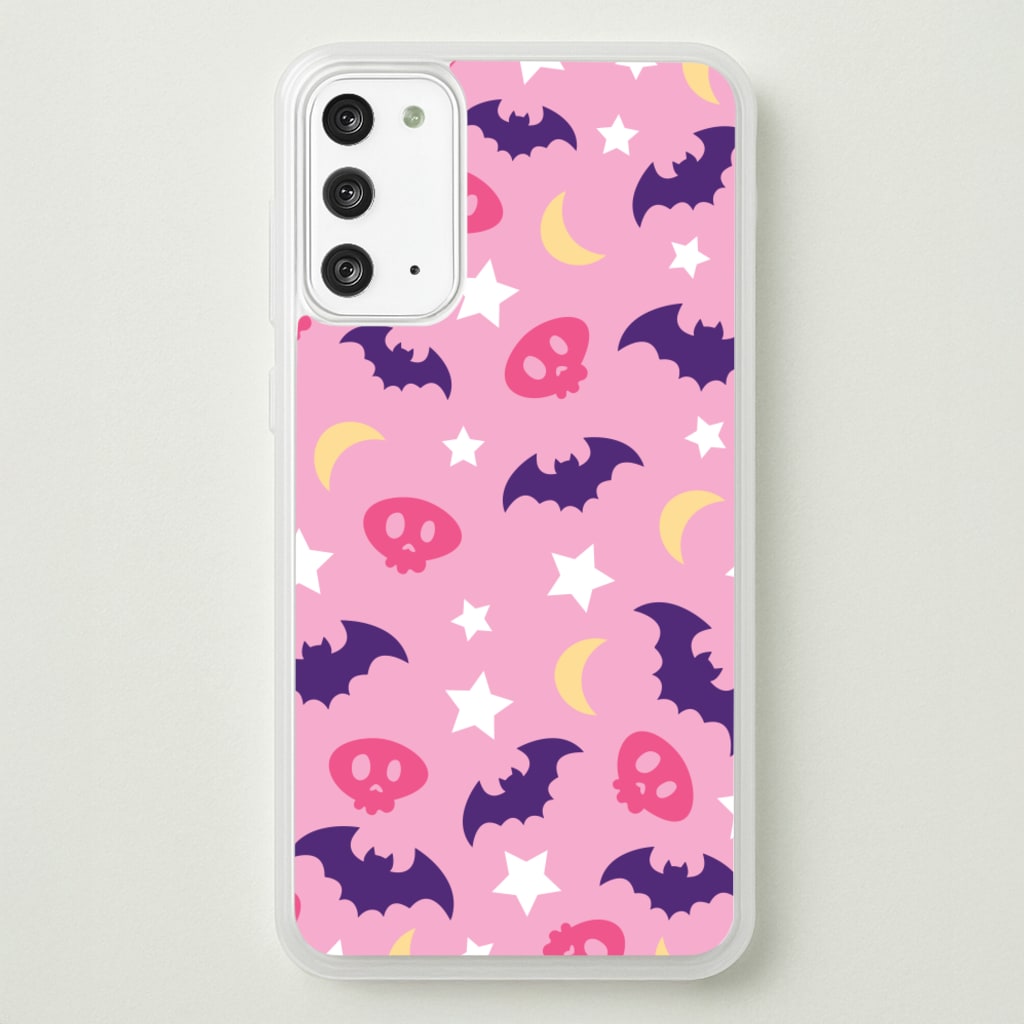 Skull, Bats And Stars Pattern - Goth Aesthetic Phone Case for Galaxy Note 20