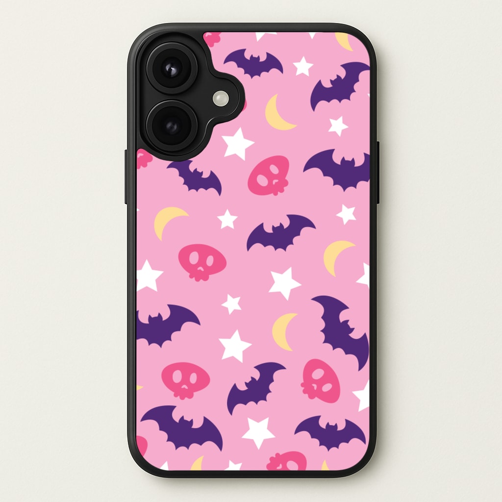 Skull, Bats And Stars Pattern Phone Case for iPhone 17