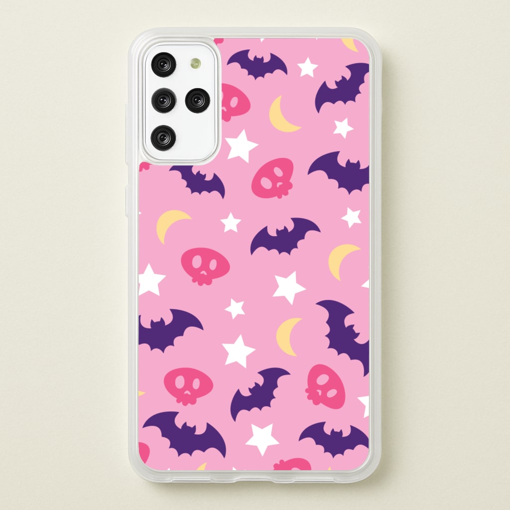 Skull, Bats And Stars Pattern - Goth Aesthetic Phone Case for Galaxy S20 Plus