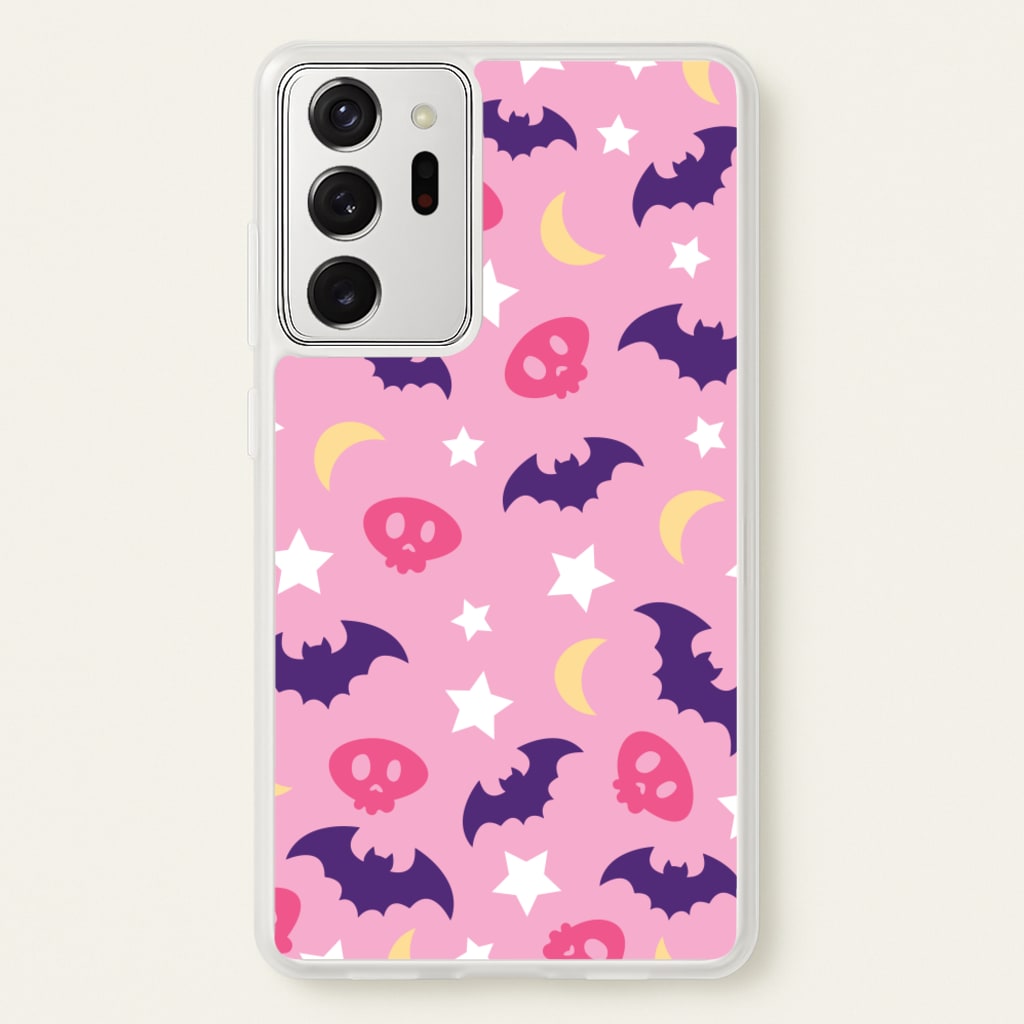 Skull, Bats And Stars Pattern - Goth Aesthetic Phone Case for Galaxy Note 20 Ultra
