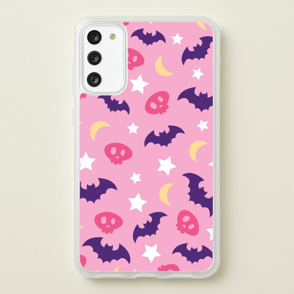 Skull, Bats And Stars Pattern - Goth Aesthetic Phone Case for Galaxy A41