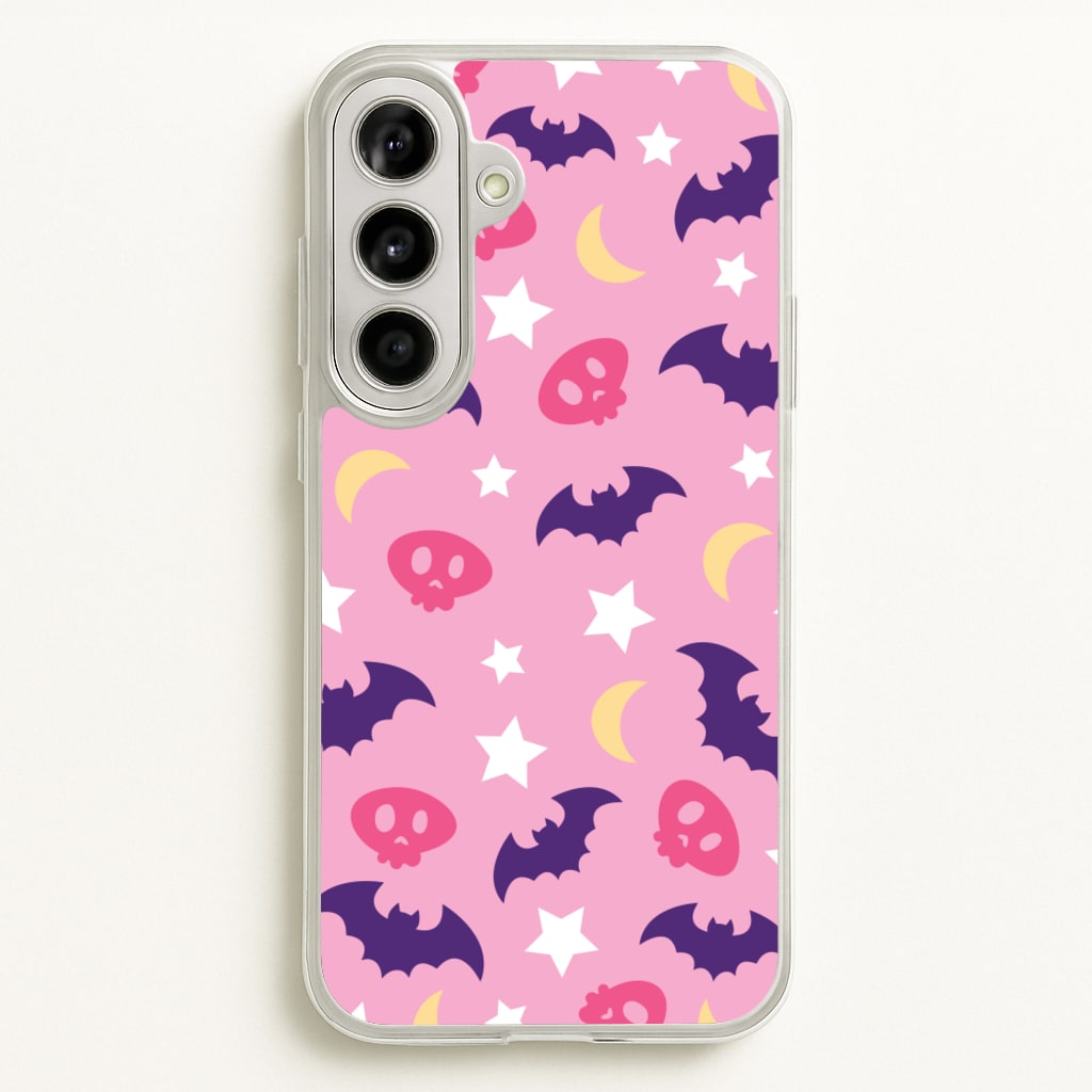 Skull, Bats And Stars Pattern - Goth Aesthetic Phone Case for Galaxy A56