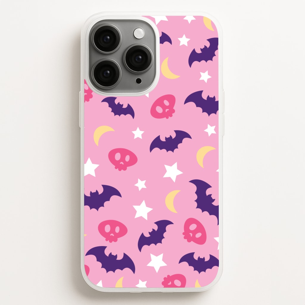 Skull, Bats And Stars Pattern - Goth Aesthetic Phone Case for iPhone 11 Pro