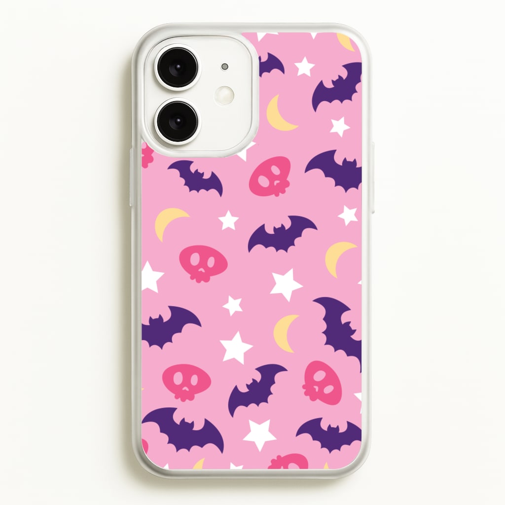 Skull, Bats And Stars Pattern - Goth Aesthetic Phone Case for iPhone 11