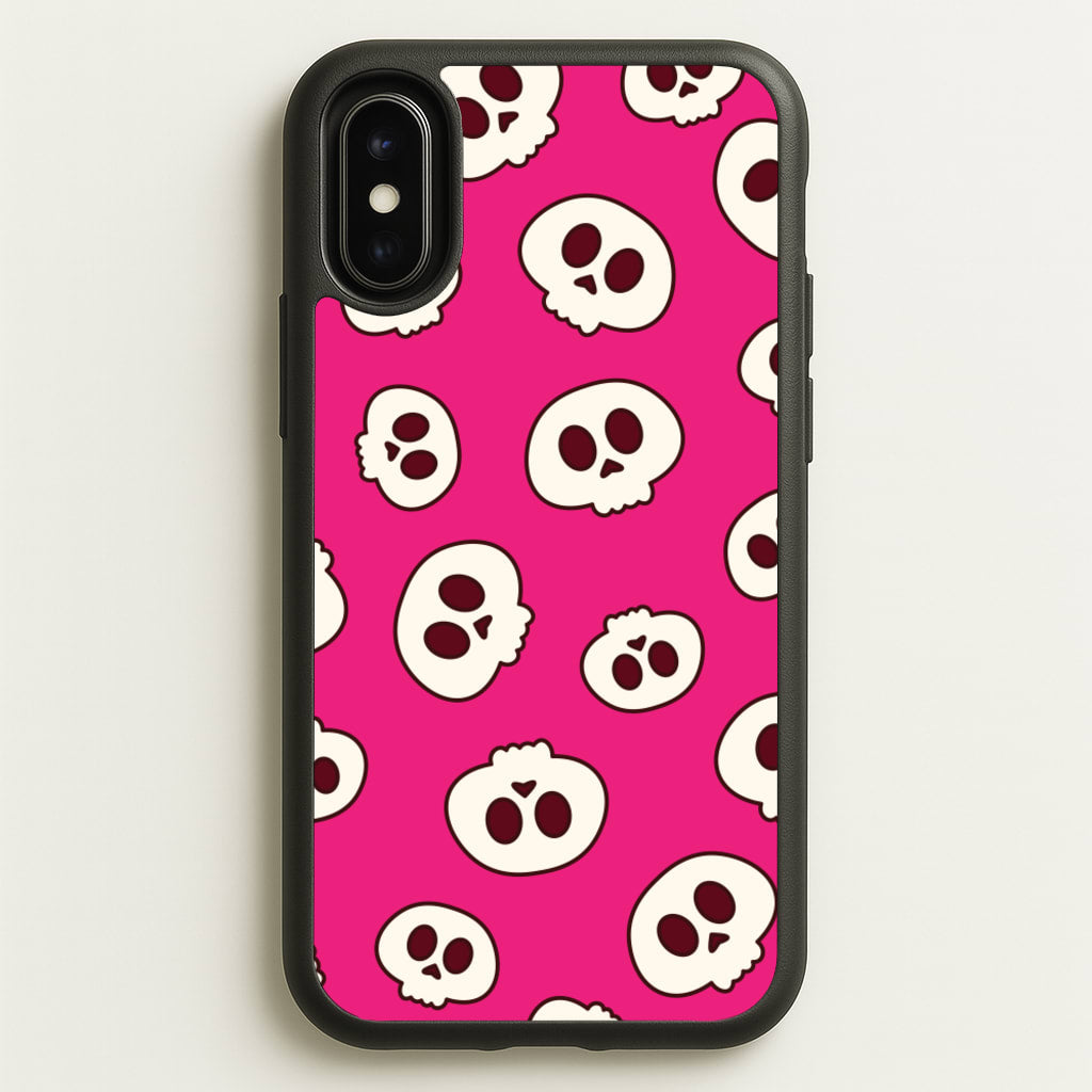 Pink Skulls Pattern - Goth Aesthetic Phone Case for iPhone X / XS